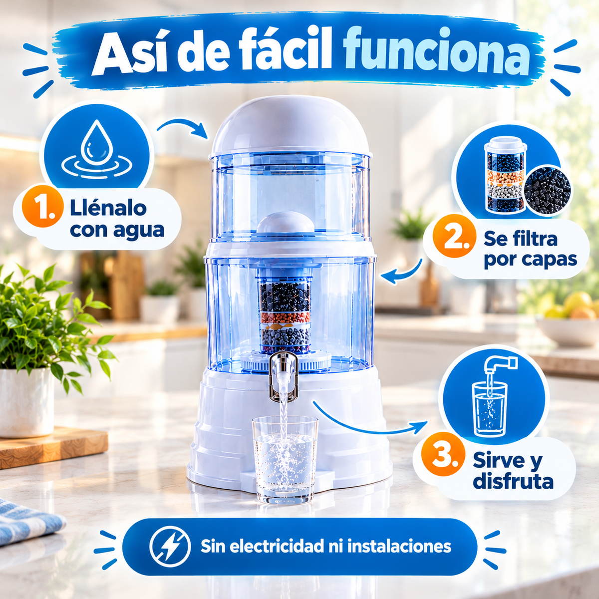 Filtro Purificador de Agua 14 litros - Agua más limpia y fresca
